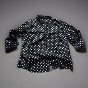 Lauren Ralph Lauren Black White Polka Dot 3/4 Sleeve Blouse Size 2XL